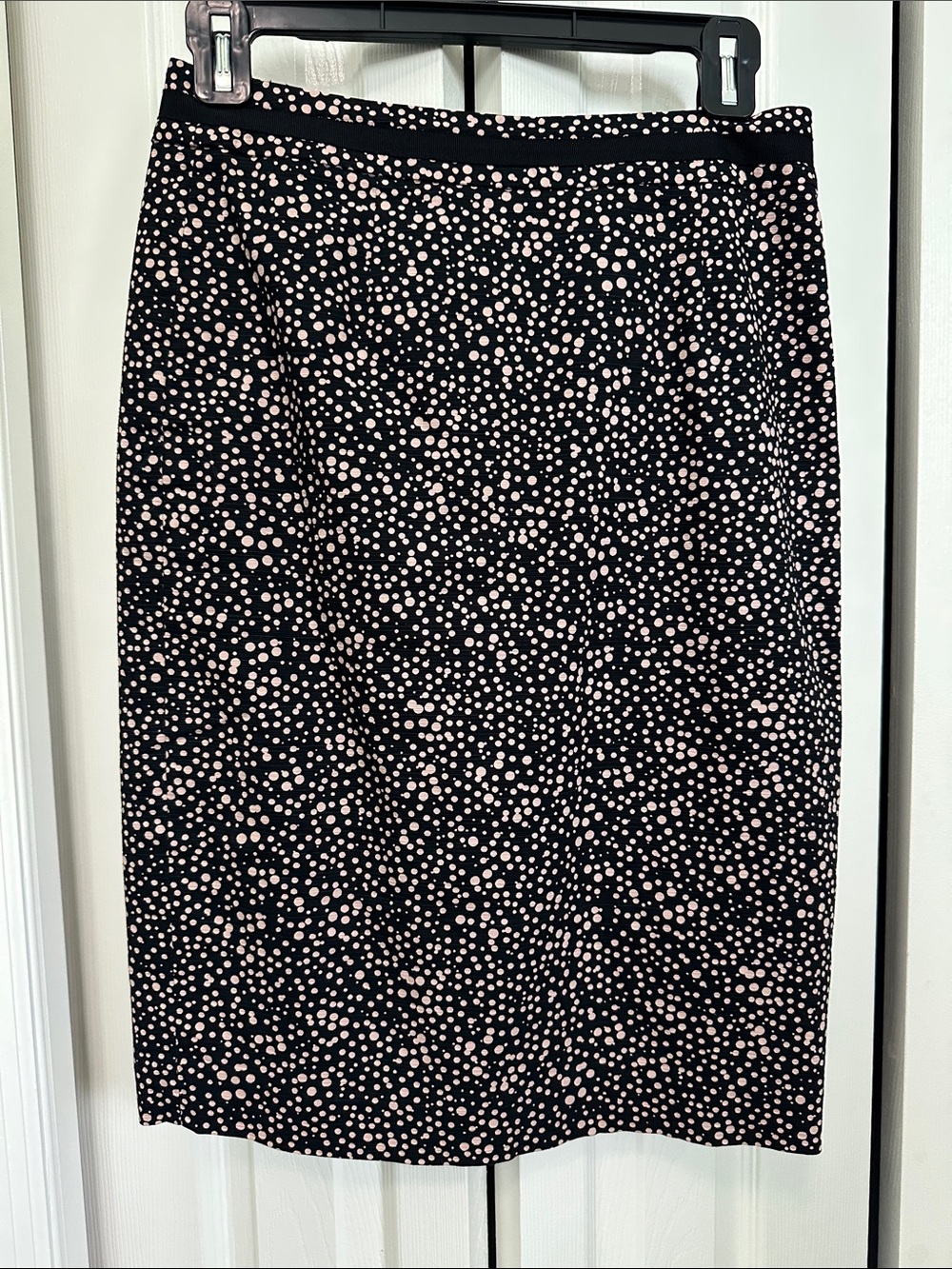 Boden Black Pencil Skirt with Pink Dot Print